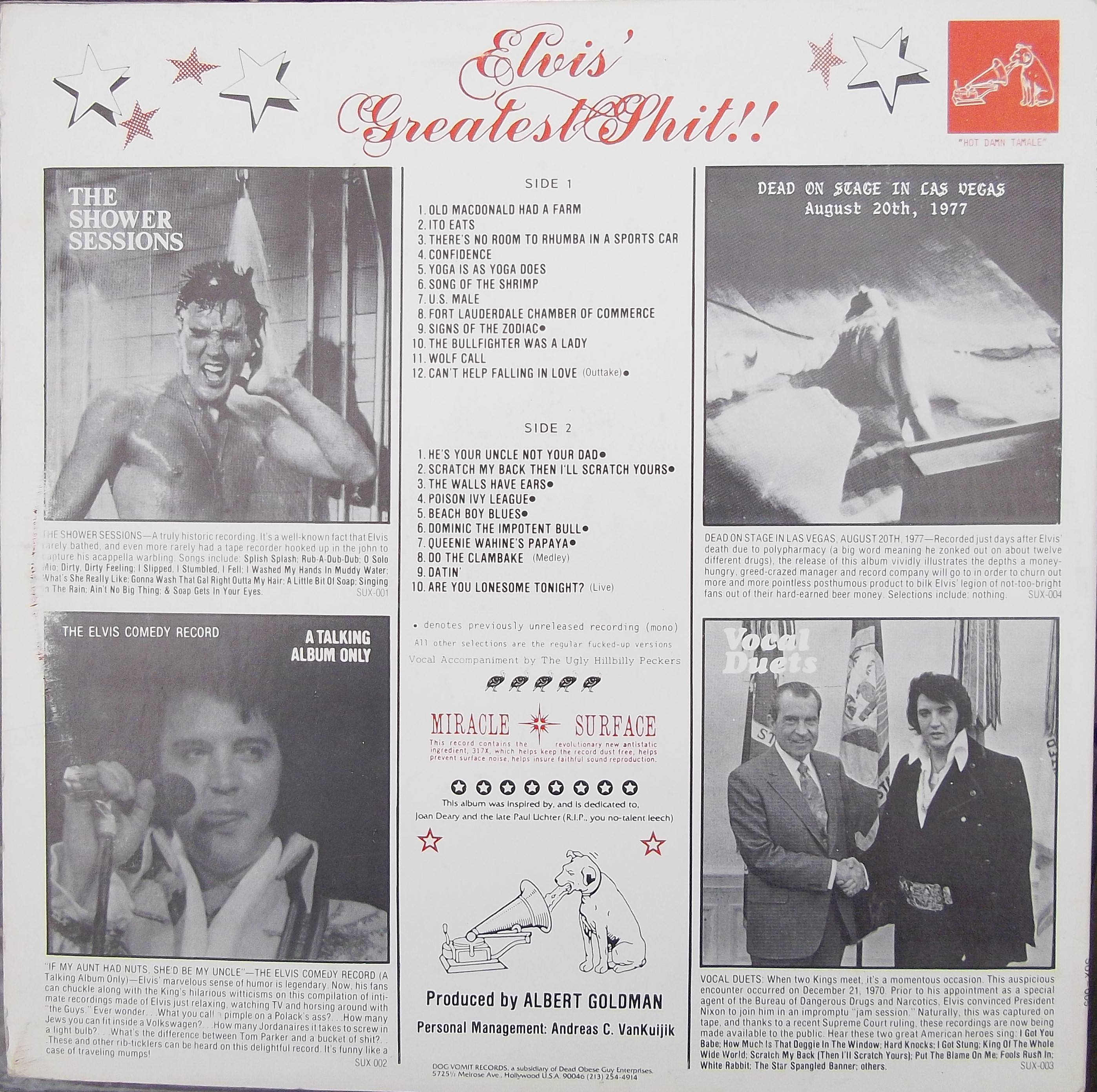Elvis Presley Elvis Greatest Shit : LP Back